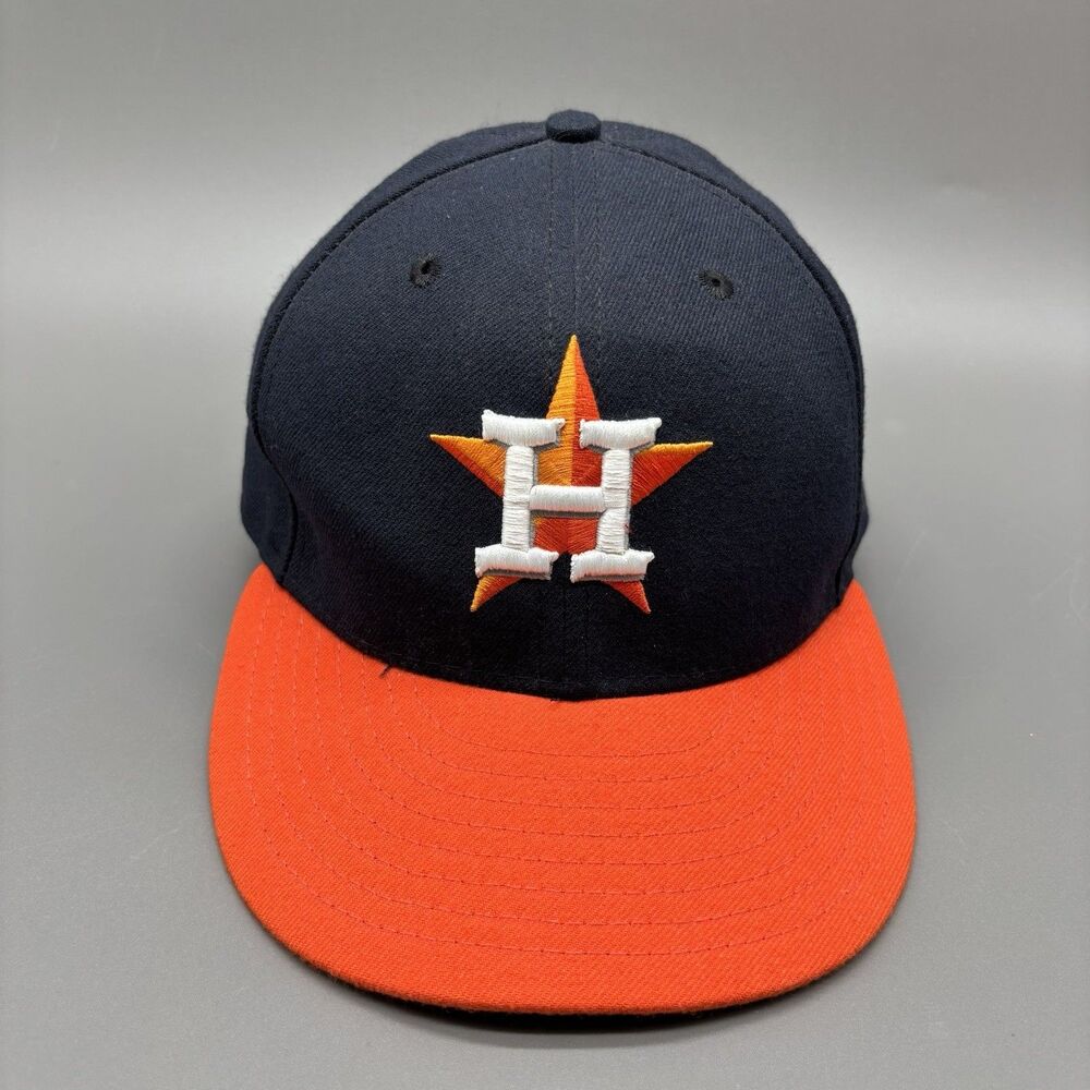 Houston Astros New Era 59FIFTY Fitted Hat 7 5/8 Navy Orange MLB Authentic Cap